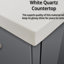 Meuble-lavabo gris foncé de 91 cm (36 po) avec comptoir et robinet en quartz blanc, miroir à DEL – Surface teintée durable et résistante aux taches