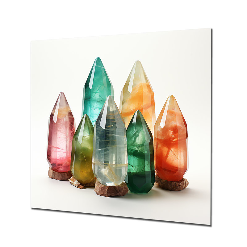 Green And Orange Spiritual Stone Blooms - Spiritual Stone Metal Wall Art, 29" H x 29" W