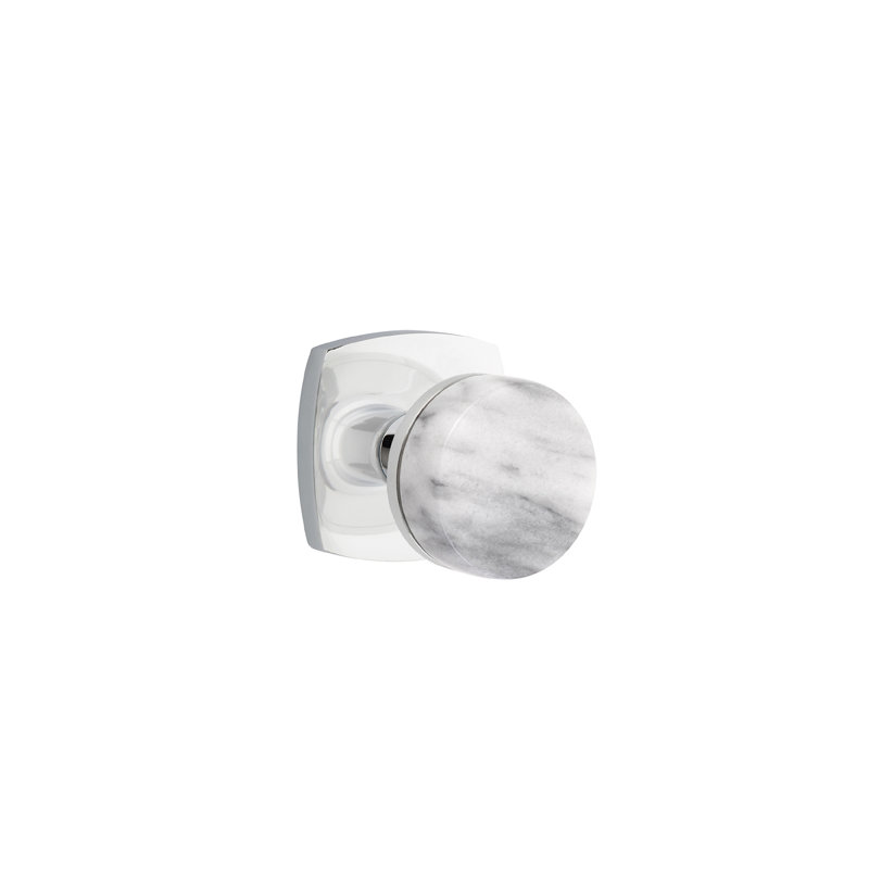 Select Round Knob with Square Rosette, Polished Chrome