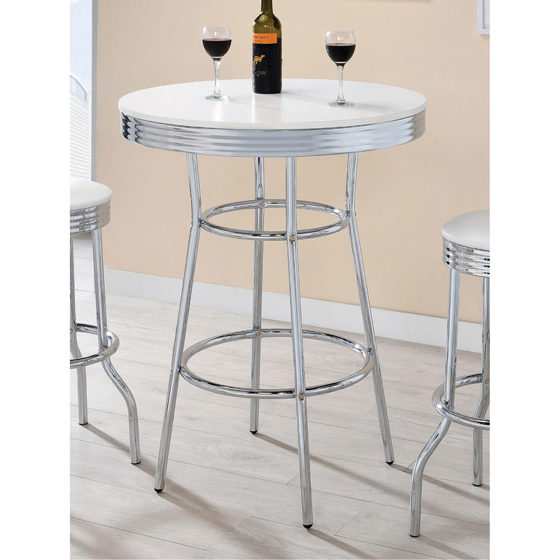 Table de bar ronde blanche et brillante Werner