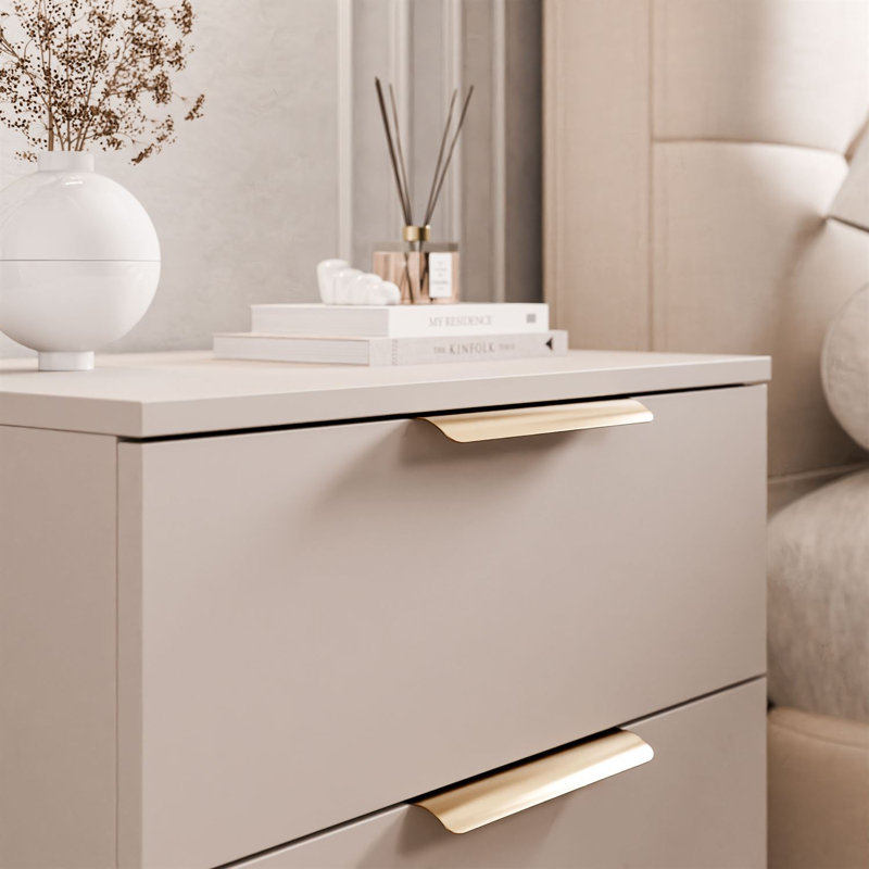 55cm W Bedside Table, Cashmire/Gold