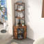 22.2'' Corner Triangle 5 Tier Wine Bar Cabinet With LED Light And USB Charging Port-286757978