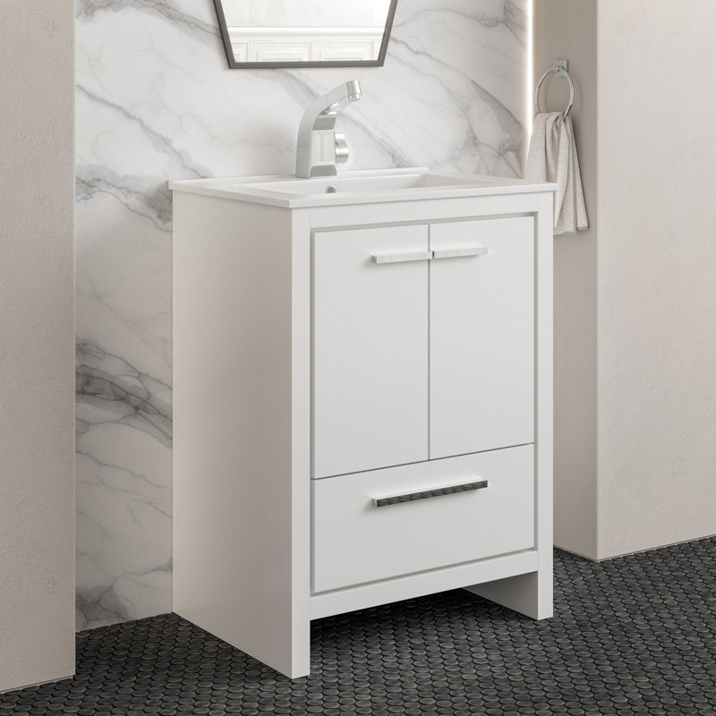 Virage 24" Freestanding, Bathroom Vanity, White, White, Single