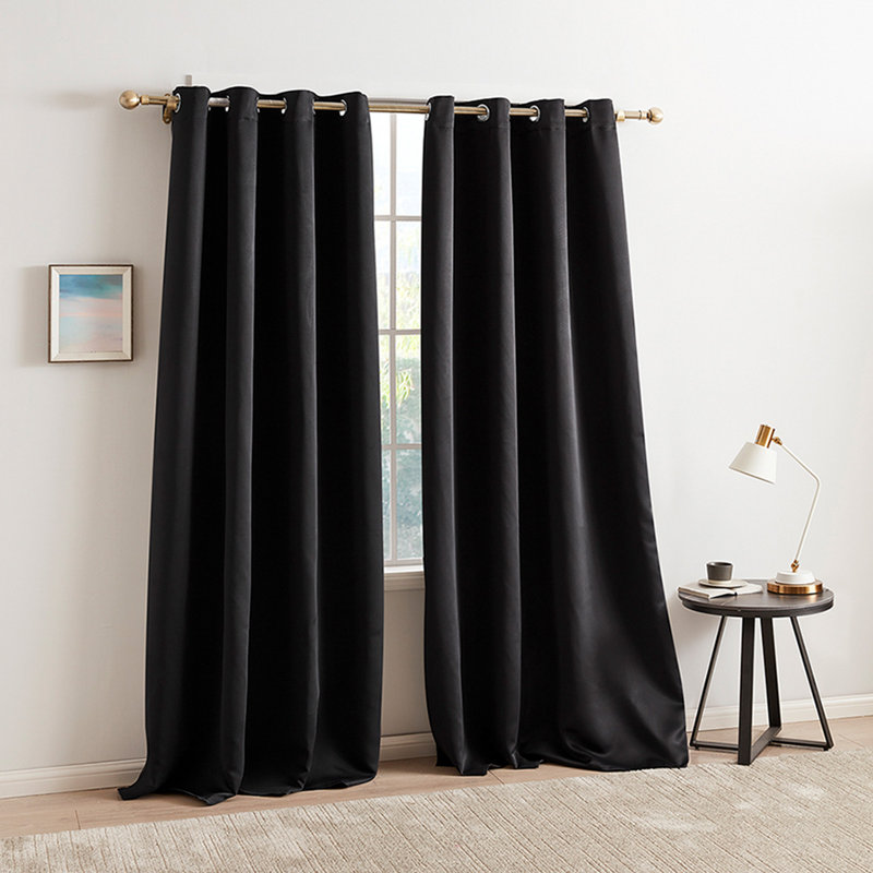 Hopp Blackout Curtains / Drapes Single Panel, 54" W x 84" L, Black