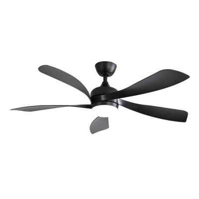 52 Inch Modern Pure White Ceiling Fan with 3-Colour Dimmable LED Light, 5 ABS Blades, Remote Control & Reversible DC Motor
