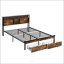 Base de lit plateforme en métal avec tête de lit et pied de lit USB-1524313915