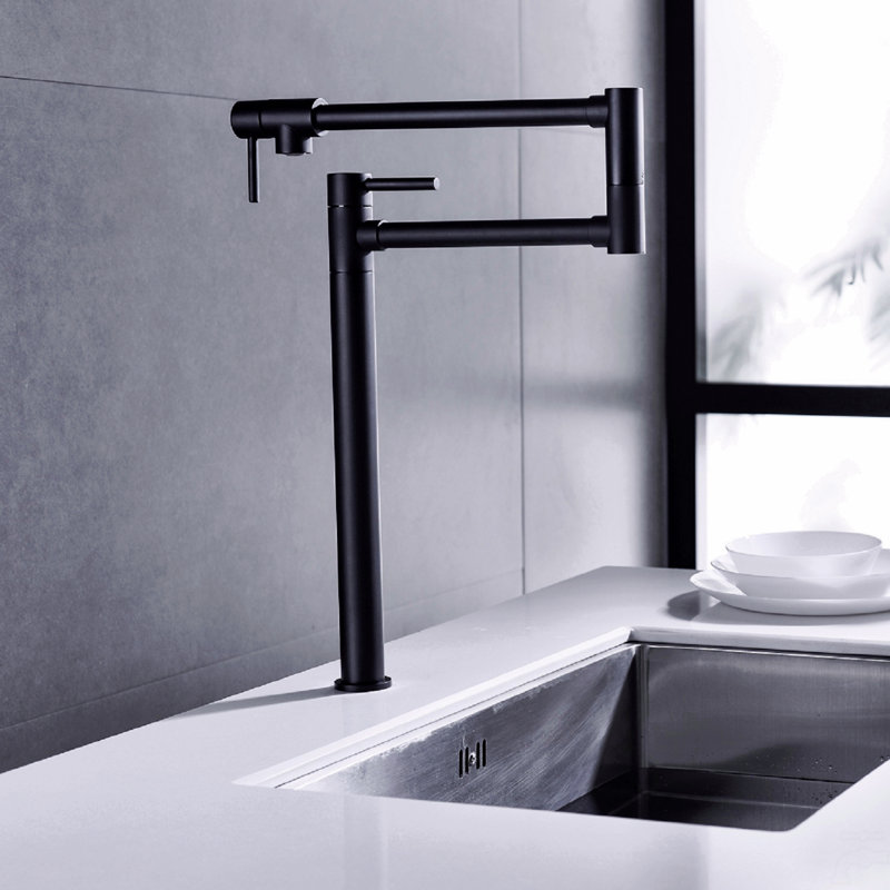 Robinet remplisseur de pot avec tige d'extension, Noir mat