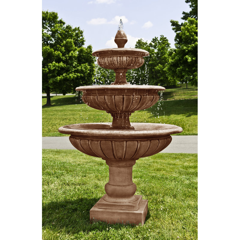 Hand Crafted Weather Resistant Floor Fountain, Brownstone