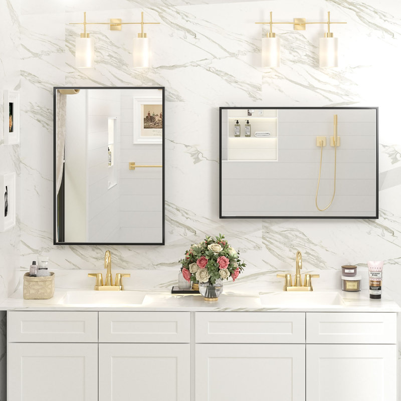 Miroir mural Amara, 28 po x 20 po, Matte Black