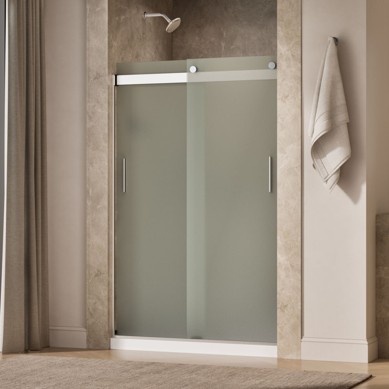 Porte de douche à dérivation 47,58 po x 74 po Levity avec technologie CleanCoat, Givré, Argent brillant