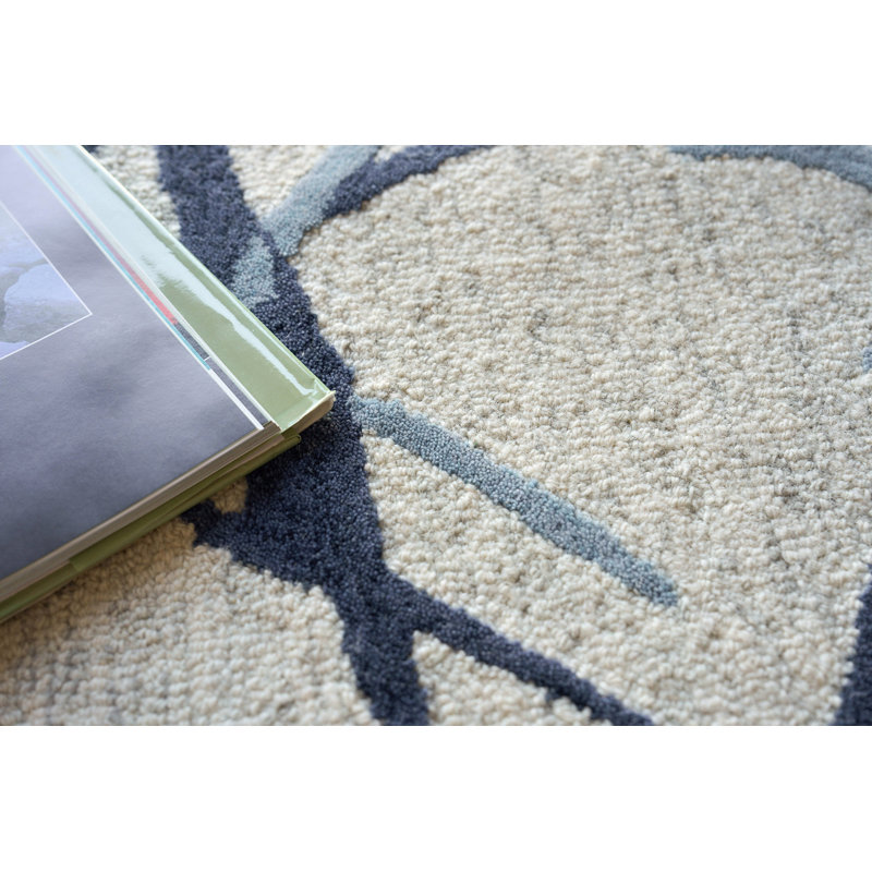 Mystic Wool Abstract Area Rug in Navy, Square 10'