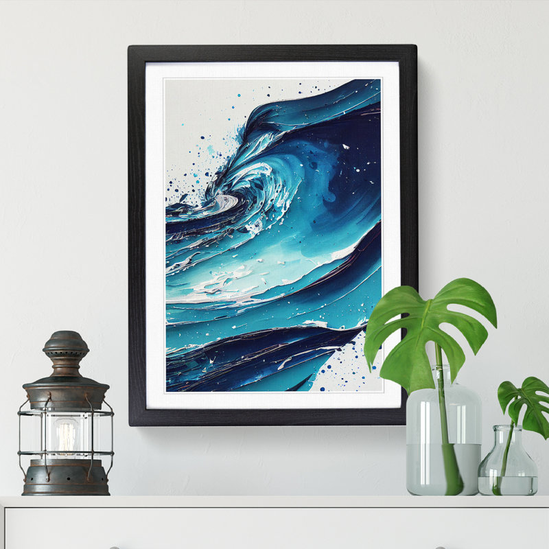 Ocean Paint Splatter Vol.3 - Picture Frame Print, Black, 64cm H x 46cm W