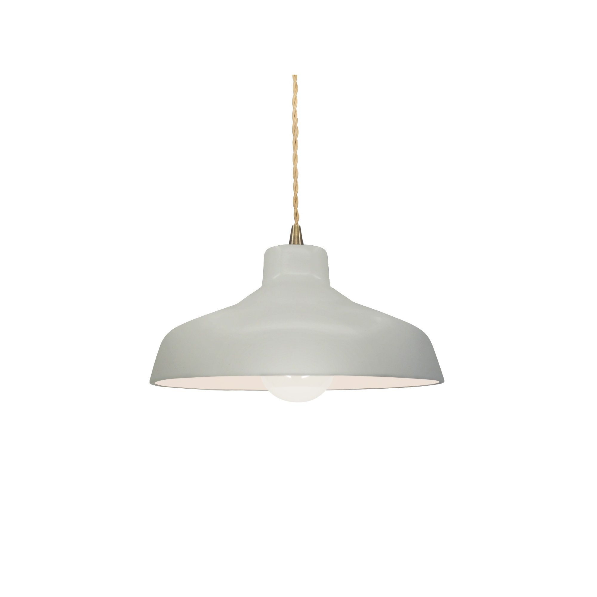 Fallon Ceramic Dimmable Pendant, Matte White, Antique Brass, 5.75" H x 11.5" W x 11.5" D