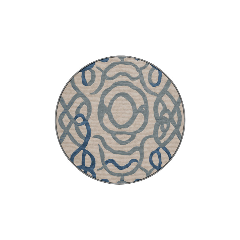Tapis gris lavable à la machine, Rond 4 pi