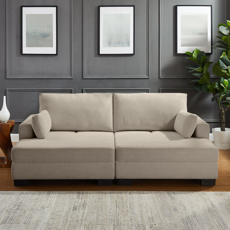 Freytes 82.67'' Upholstered Sofa, Natural 100% Polyester