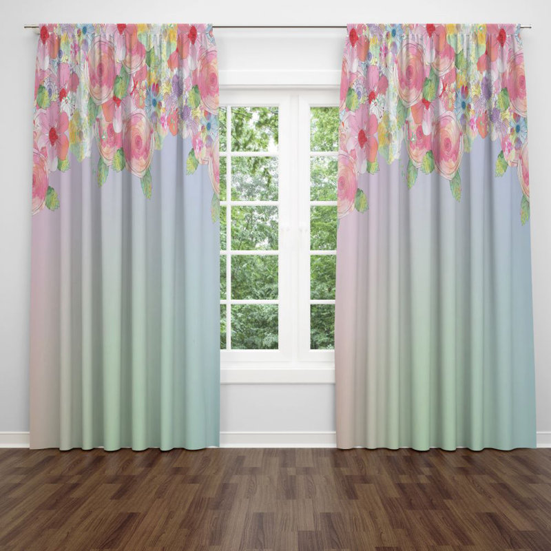 Panneaux de rideaux semi-transparents à motif floral, L 20 po x L 82 po