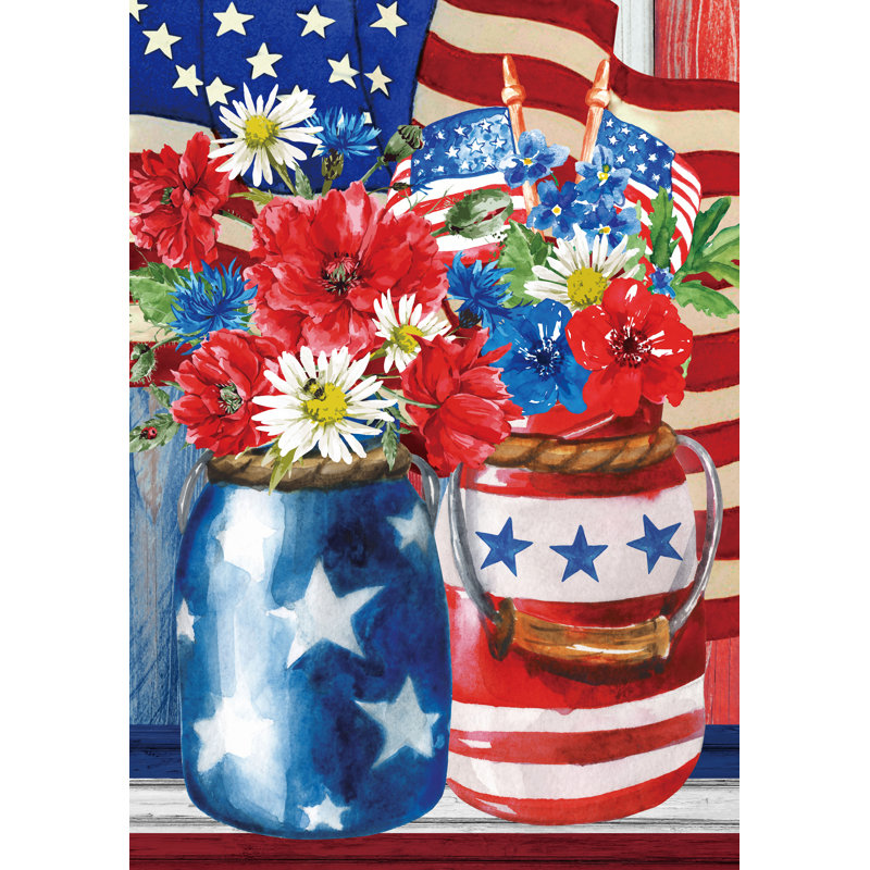 Patriotic Red White and Blue Polyester Outdoor House Flag