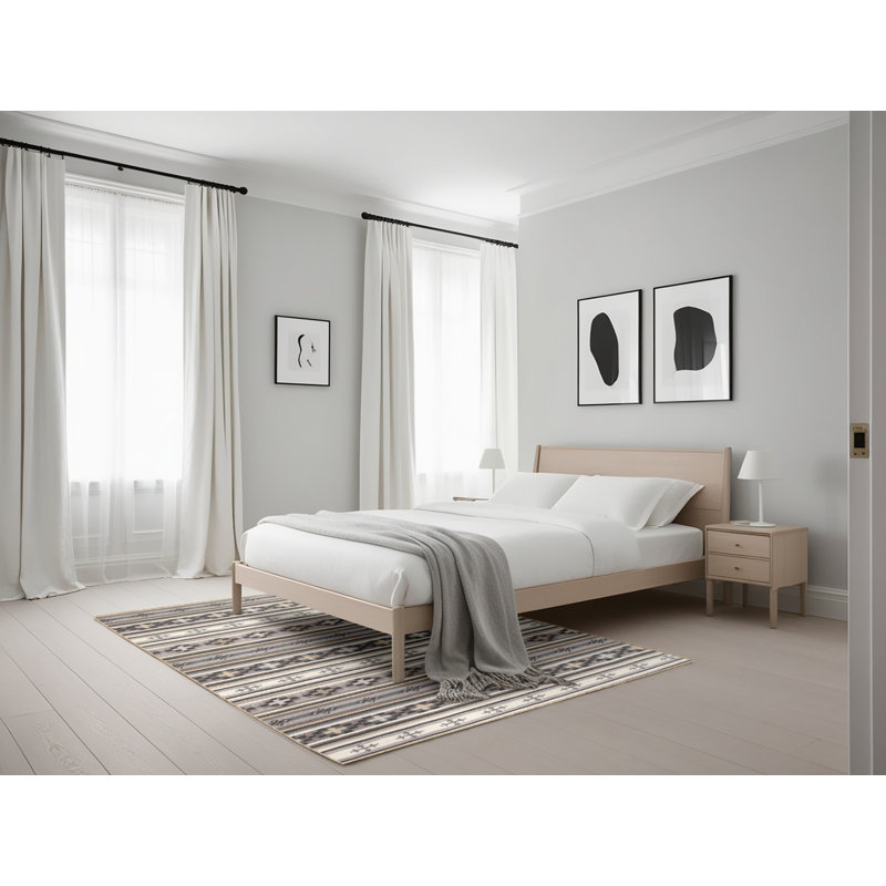 Tapis gris/gris clair contemporaine, Rectangle 5 pi x 7 pi