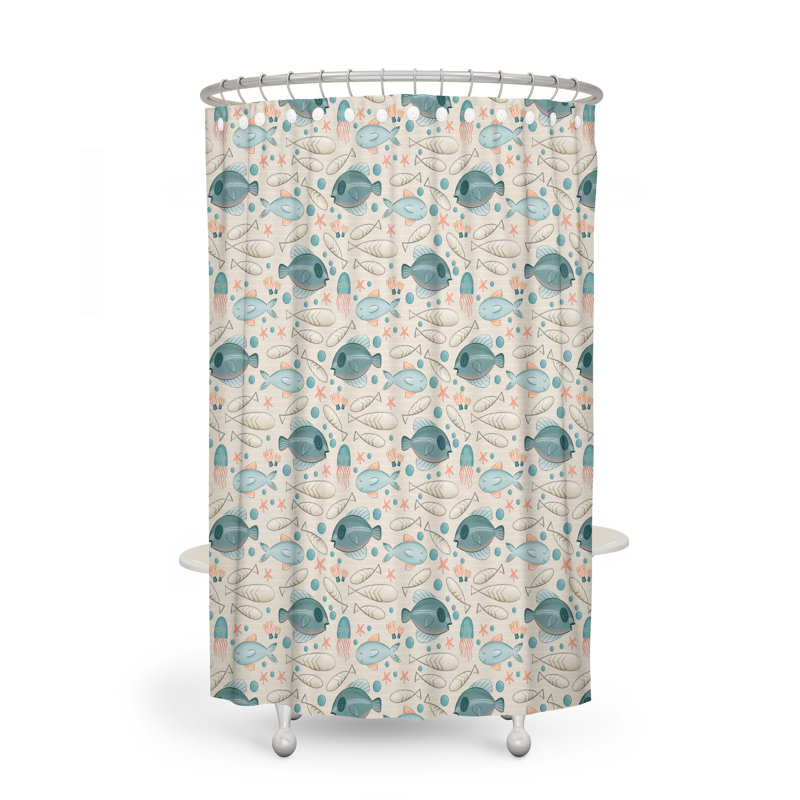 Rideau de douche simple + crochets, H 72 po x l 70 po