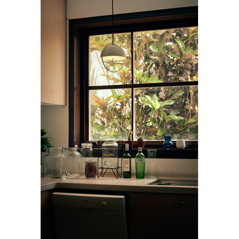 Huan 1 - Light Pendant, 9.1" H x 8.9" W x 7.9" D, Oatmeal, Chrome