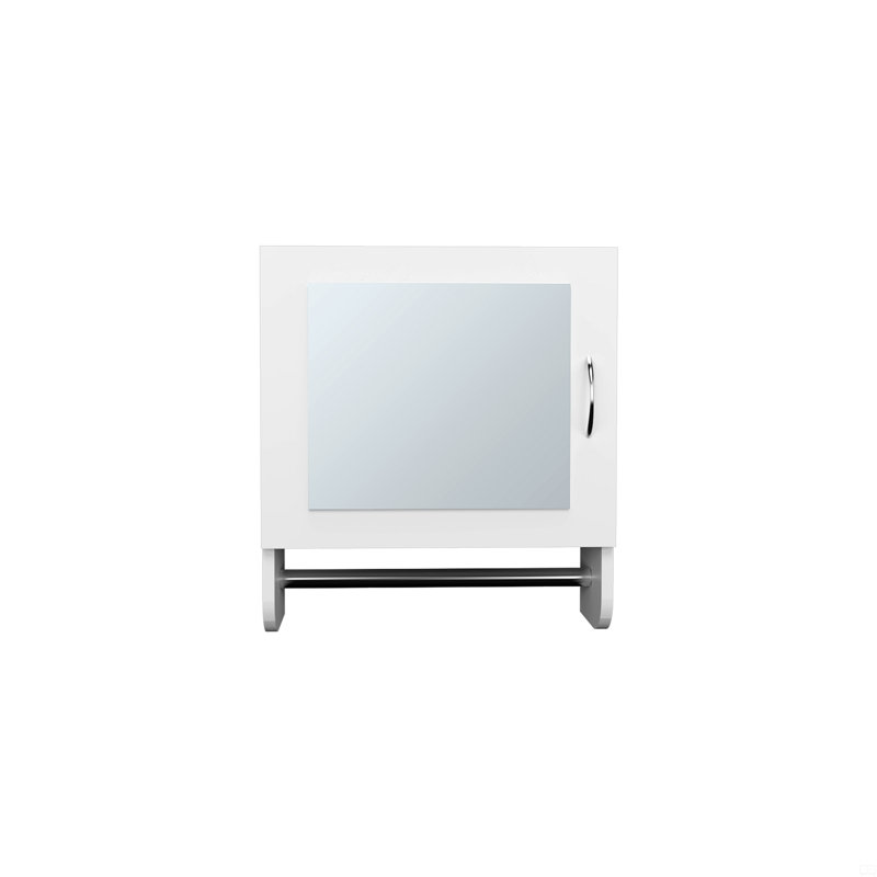 Armoire à pharmacie à miroir avec porte-serviettes, une porte avec deux tablettes intérieures, Blanc