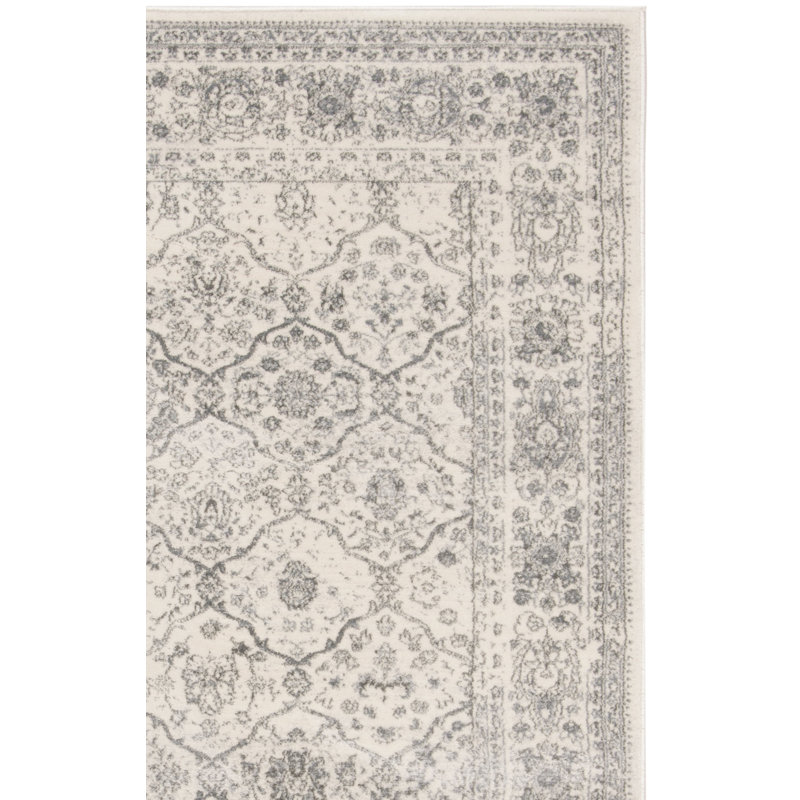 Tapis oriental crème / gris foncé Overholt, Rectangle 6 pi 7 po x 9 pi 2 po