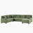 Sectional Sofa U-shaped Sectional 125.2" Upholstered L-shaped Sofa with a Movable Ottoman and Side Storage Pockets for Living Room, Green-1332298630