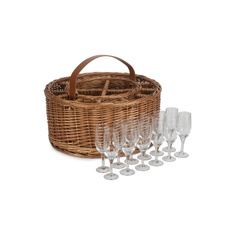 Wicker Garden Party Basket Drinks Carrier