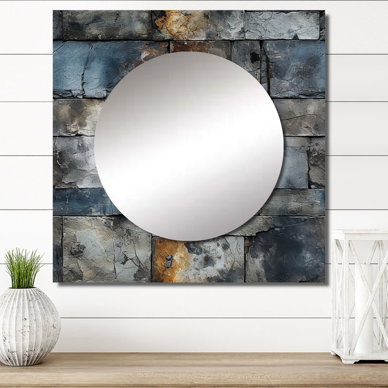 Miroir mural industriel en béton industriel, 23 po x 23 po