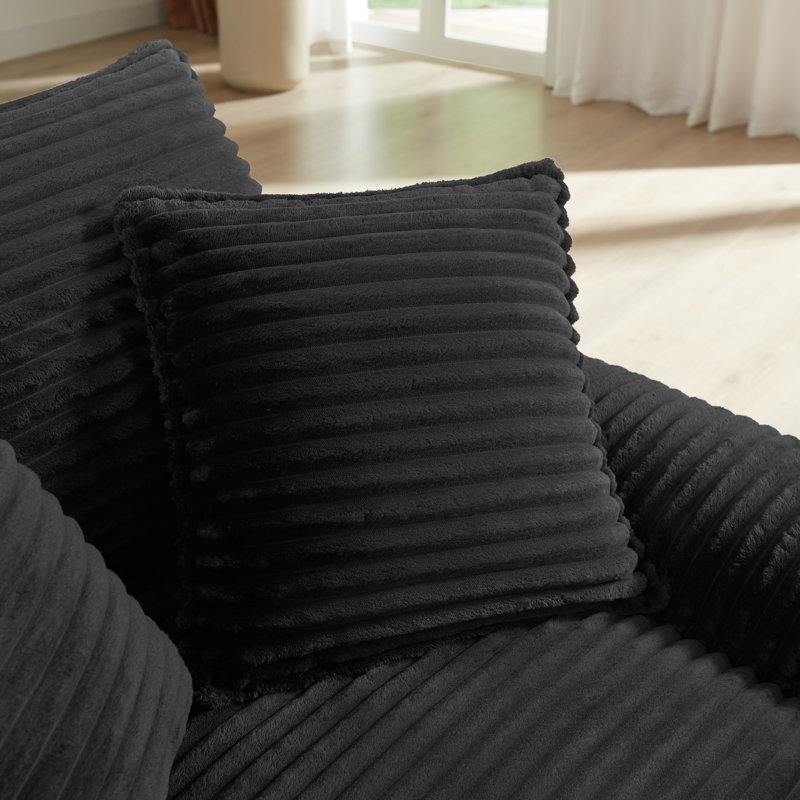 Canapé 51,77 pouces à assise simple et confortable avec repose-pieds unique pour une détente et une polyvalence ultimes, Noir