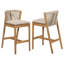 Tabourets de bar avec coussins en bois d'acacia de 28 po de hauteur Luxe Patio