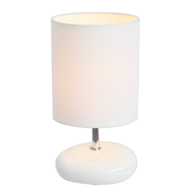 Dossena Ceramic Table Lamp, White, 7.68" H x 6.3" W x 6.3" D