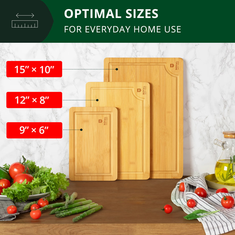 Bamboo Cutting Board Set of 4 Kitchen Chopping Boards with Juice Groove For  Meat