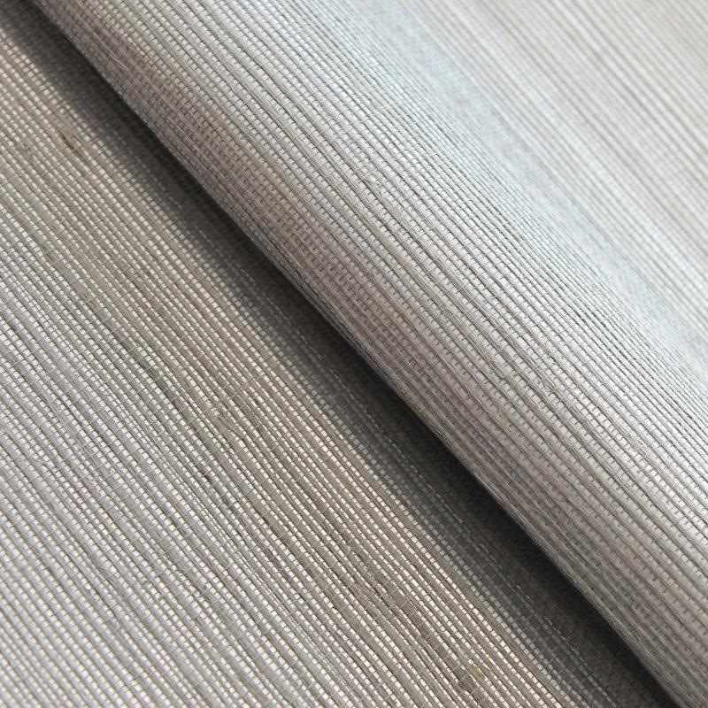 Hejran Sisal Authentic Grasscloth Wallpaper, Gray/Silver