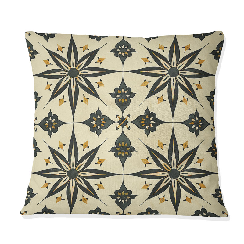 Coussin Beige noir Midcentury Stars - Midcentury, H 18 po x l 18 po