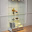Vitrine multifonctionnelle en verre à 2 portes avec 13 lumières DEL de couleur, 4 tablettes et grands tiroirs pour la chambre à coucher, la salle à manger-120265573