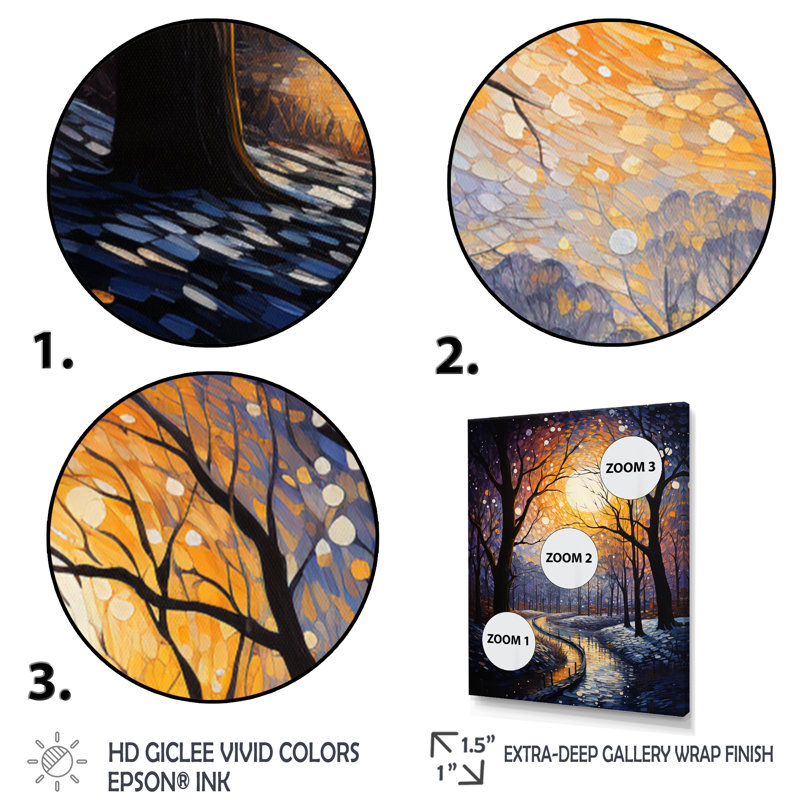 Winter Landscape Frosty Path II, reproduction d'art sur toile, Cadre simple noir, H 32 po x l 24 po x P 1 po