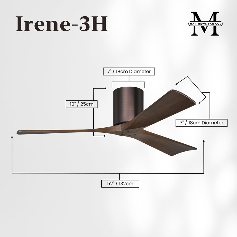 Irene Ceiling Fan, Brushed Bronze, Walnut Tone, 52"