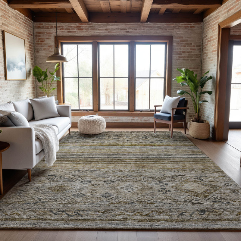 Premium Machine Washable Jaylin AMF1219 Global Rug, Rectangle 10' x 14'