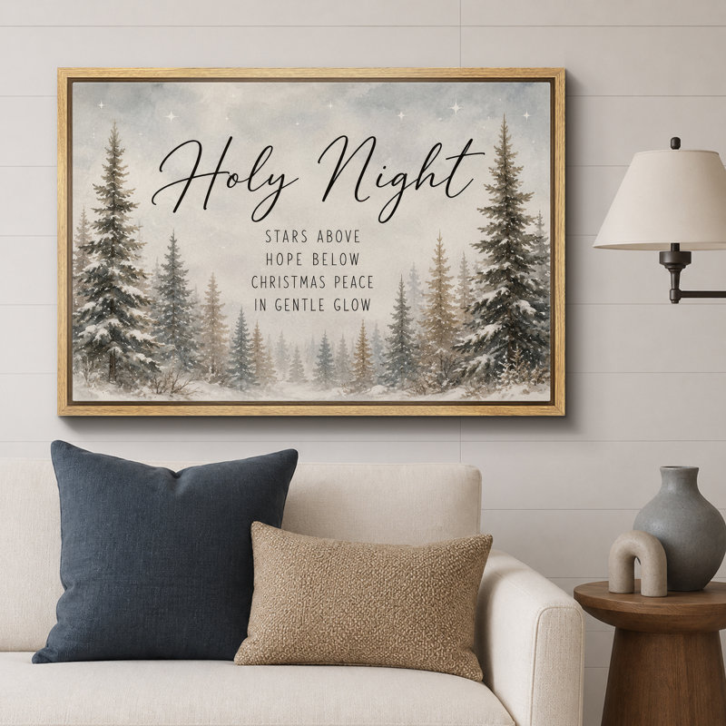 Illustration de citation de Noël forêt d'hiver, images de chambre à coucher, impression sur toile giclée sur toile encadrée