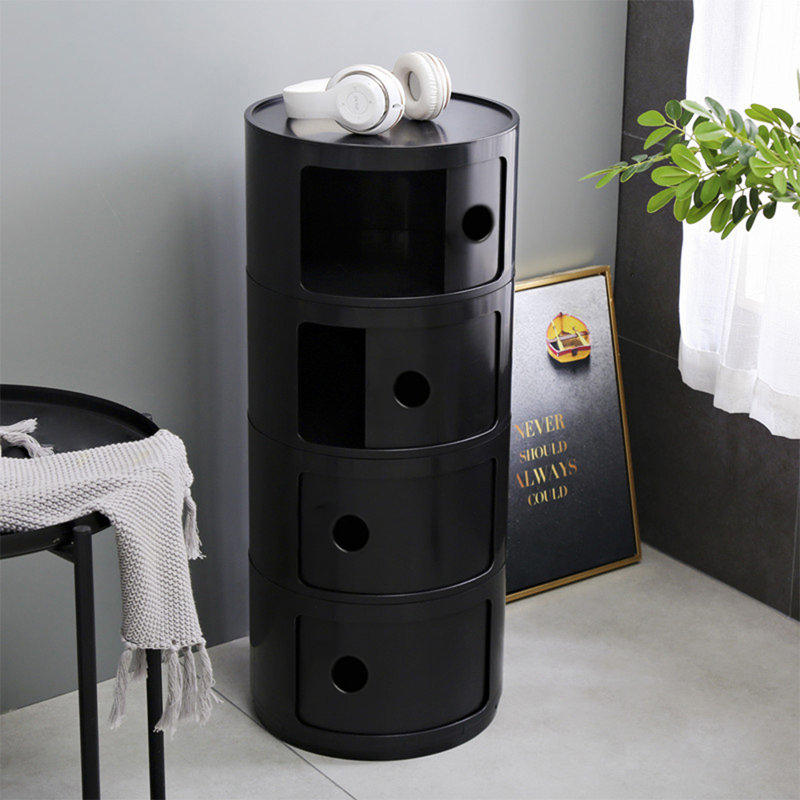 Kimmori Tray Top Drum End Table, Black