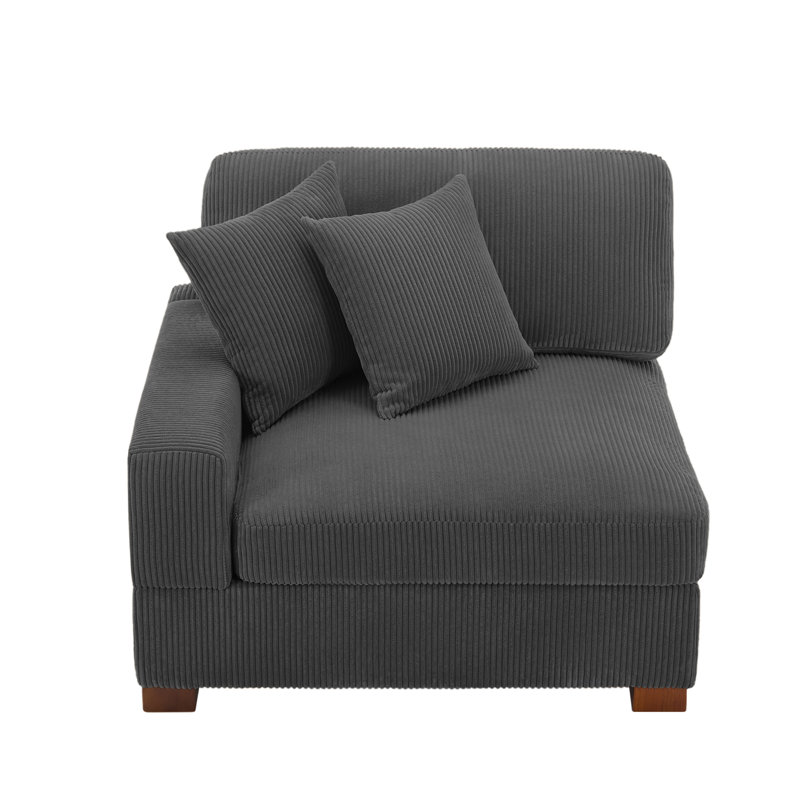 Upholstered Armchair, Grey Corduroy