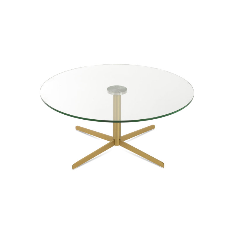 Table basse à piédestal Diana, H 15 po x L 40 po x l 40 po, Laiton