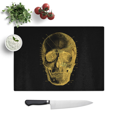 Black Twilight Skull in Gold Chopping Board