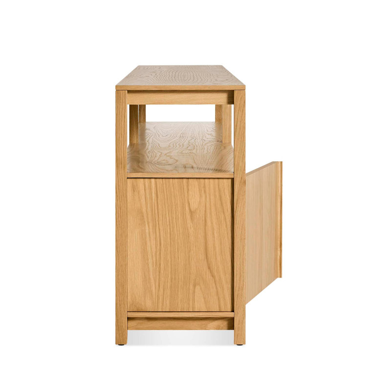 Open Plan Low Bookcase with Storage, White Oak, (2 Sheves) 26" H x 80" W x 13" D