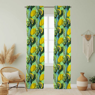 Semi Sheer Fruit Print Curtain Single Panel