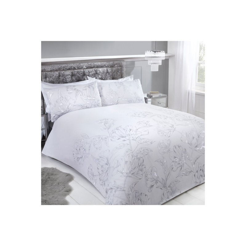 Boswell Polyester Floral Duvet Cover Set with Pillowcases Included, Blush, Super King - 2 Standard Pillowcases