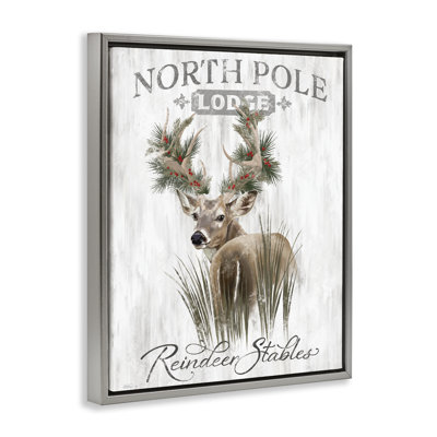Cadre flottant Festive Winter Reindeer Lodge, design par Cat Thurman Designs