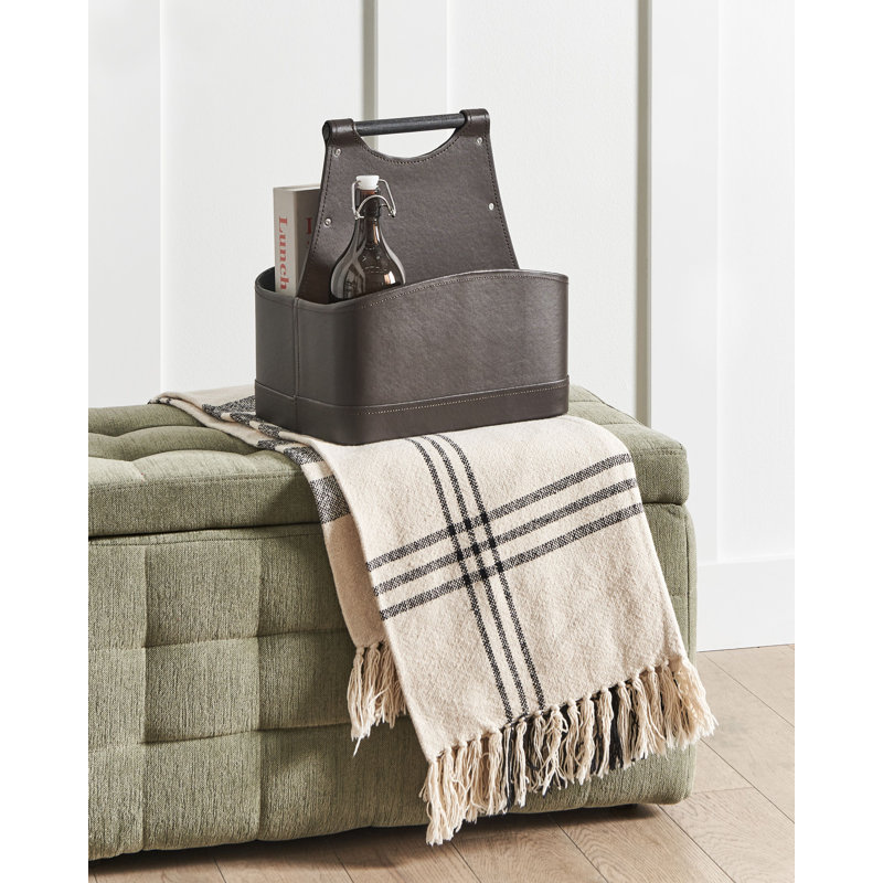 Lark Manor URUK Faux Leather Decorative Basket, Dark Brown