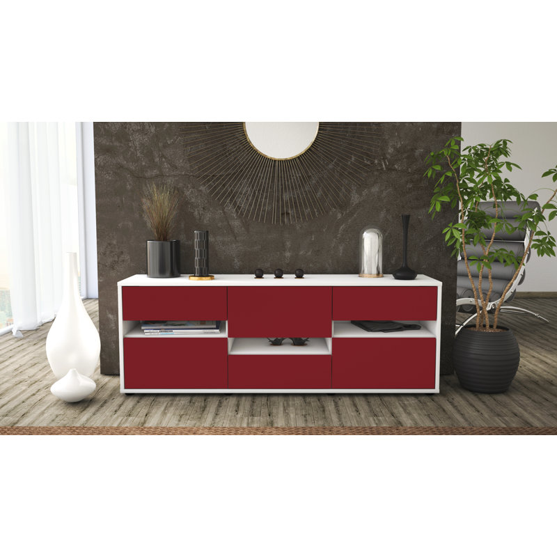Yandell Unfinished TV Stand for TVs up to 60", Red / Matte White